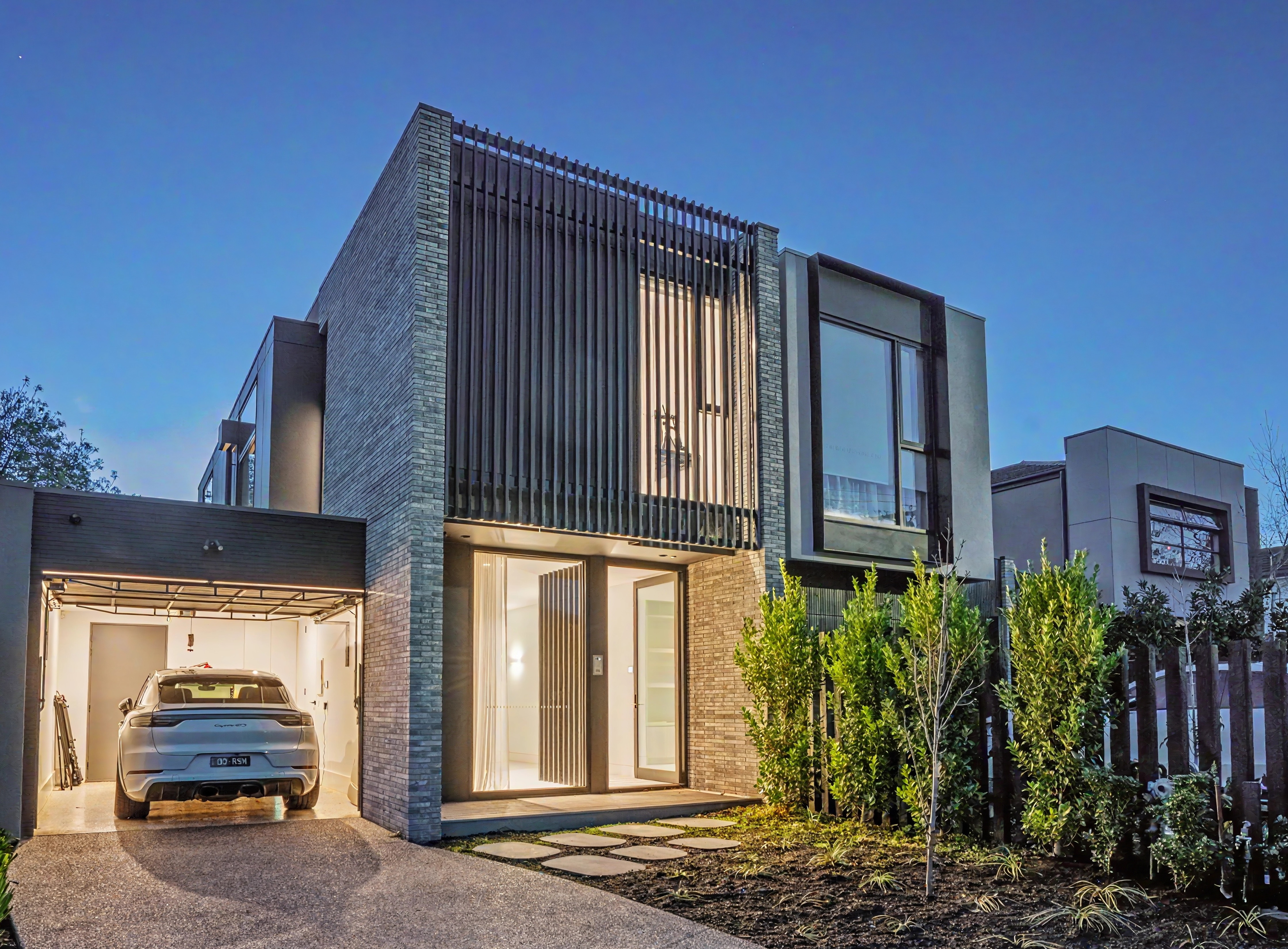 Luxury contemporary residence — twilight exterior